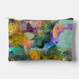 Grün und Lila Abstrakte Blumenmuster Zubehörtasche