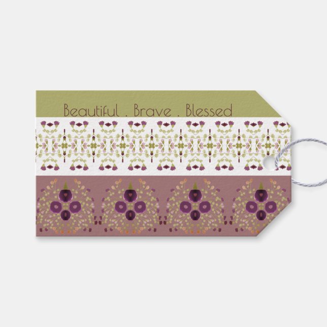 Grün und Lila Geschenkanhänger (Vorderseite (Horizontal))