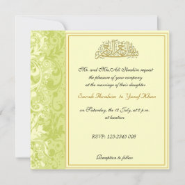 Grün und moslemische Hochzeit des Goldbrokats Einladung