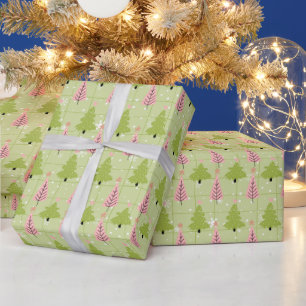 Grün und Off Weiße Weihnachtsbäume Rosa Weihnachte Geschenkpapier