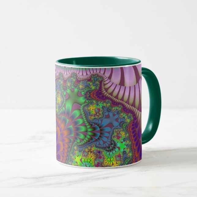 Grün und Orange Melt Tasse (VorderseiteRechts)
