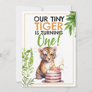 Grün und orange Niedliche Kinder Tiger Einladung