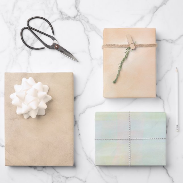 Grün und Orange Watercolor Wrapping Pa Geschenkpapier Set (Vorderseite)