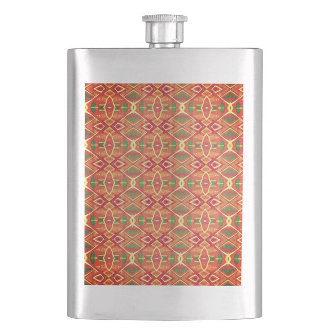 Grün- und Orangenmuster Flachmann (Vorderseite)