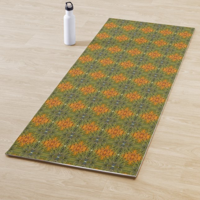 Grün- und Orangenmuster Yogamatte (Beispiel)