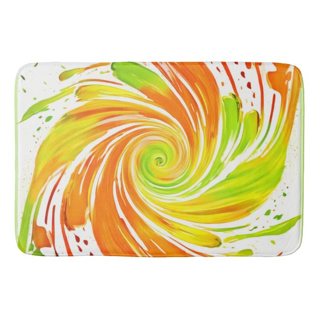 Grün- und Orangenspiraldesign Badematte (Vorderseite)