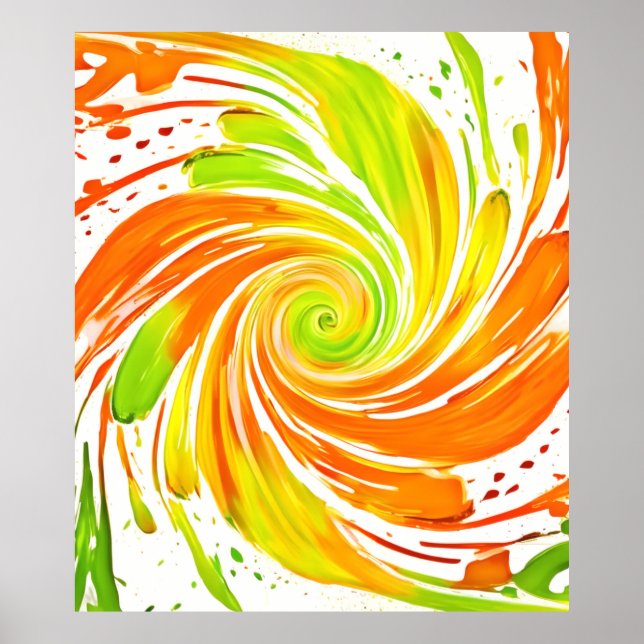 Grün- und Orangenspiraldesign Poster (Vorne)