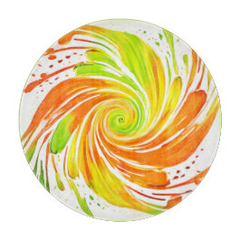 Grün- und Orangenspiraldesign Schneidebrett