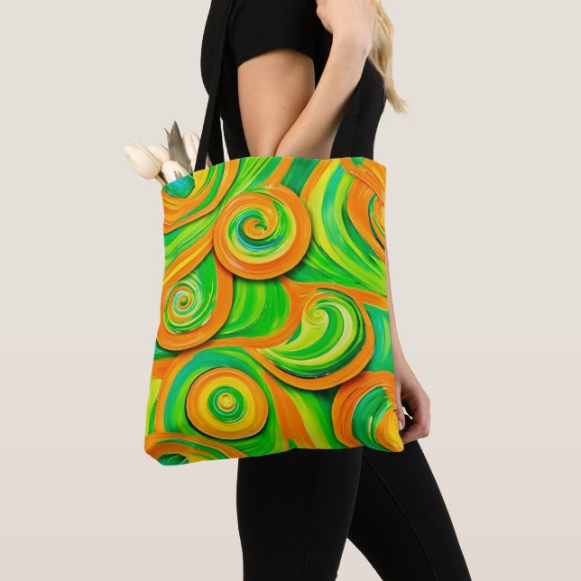 Grün- und Orangenspirale Tasche (Von Nahem)