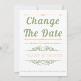 Grün und pfirsichfarben Ändern der Datumsanzeige Save The Date