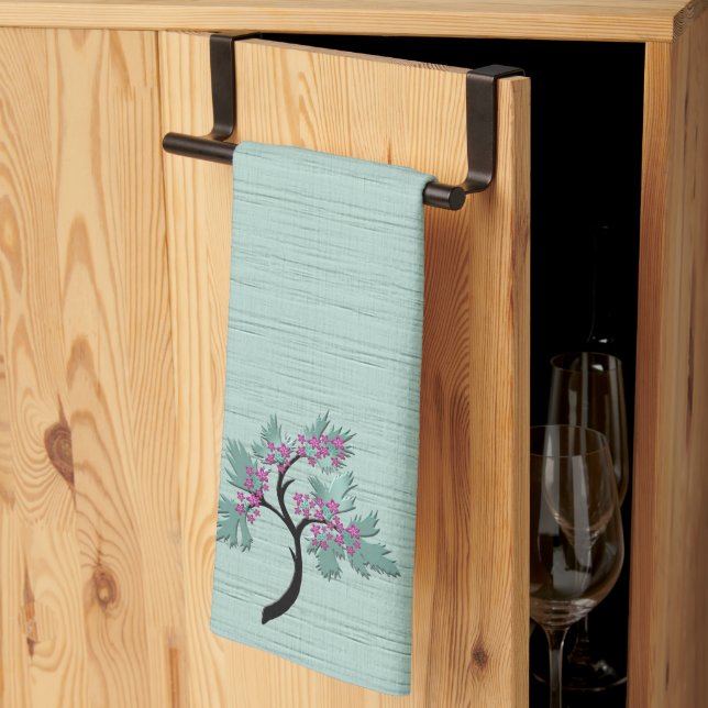 Grün und Plum Geschirrtuch (Drittel gefaltet)