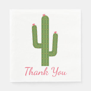 Grün und Rosa Danke, dass Sie Cactus Blume Wedding Serviette