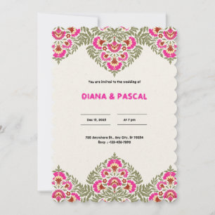 Grün und Rosa Elegant Floral Indian Wedding Invit Einladung