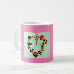 Grün und rosa farbenfrohe Muttertagsherz Kaffeetasse