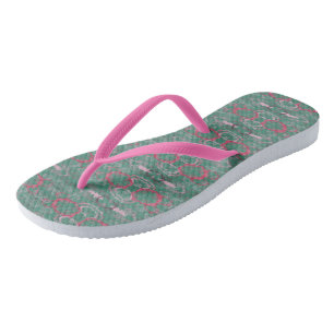 Grün und Rosa geometrische Abstraktion 2 Flip Flops