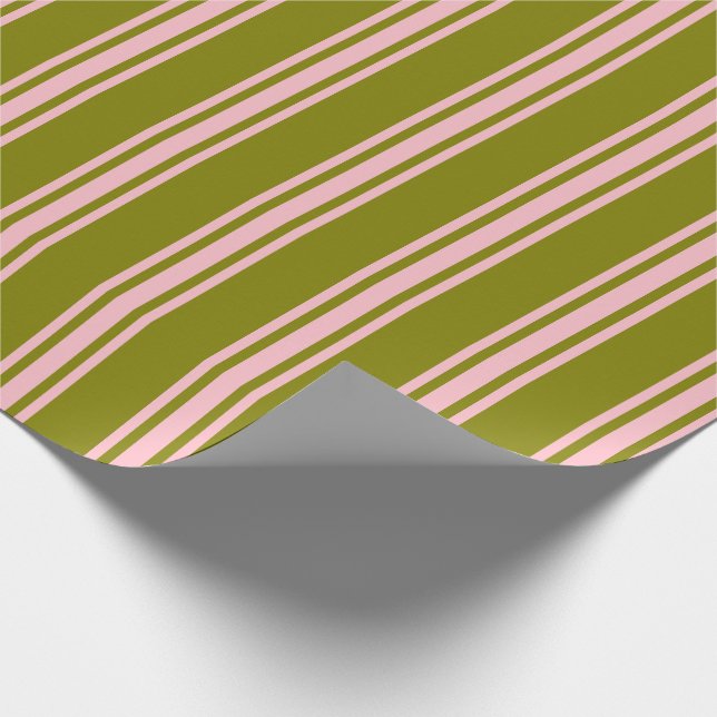 Grün und rosa, Linse/Streifen Geschenkpapier (Ecke)