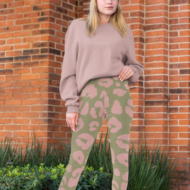 Grün und Rosa Modernes Leopardenmuster Leggings (Von Creator hochgeladen)