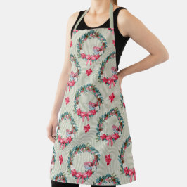 Grün und Rosa Weihnachtskranz und Kardinal Schürze