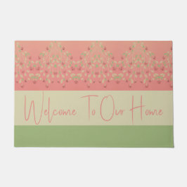Grün und Rosa willkommen Fußmatte