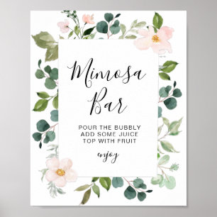 Grün und rosafarbenes Brause Shower Mimosa Bar Sch Poster