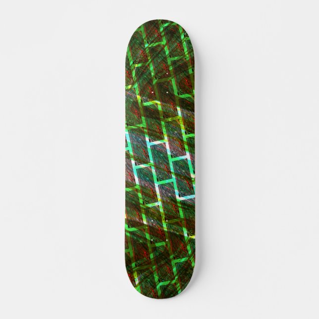 Grün und Rot, Kratzer und Wandeffekt Skateboard (Vorne)
