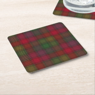 Grün und Rot, Tartan Rechteckiger Pappuntersetzer