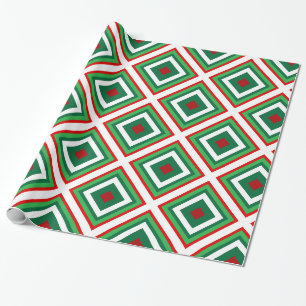Grün und Rot Weihnachten Art Deco Geschenkpapier