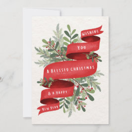 Grün und Rot Weihnachten Blume Grußkarte
