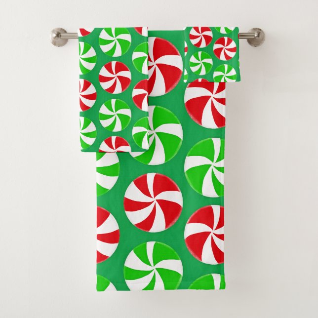 Grün und Rot Weihnachten Peppermint Spearmint Cand Badhandtuch Set (Insitu)