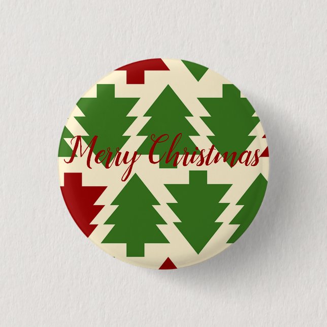 Grün und Rot Weihnachtsbaumgetränk Button (Vorderseite)