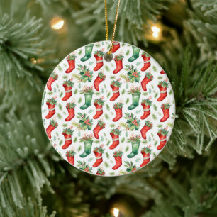 Grün- und Rothalbmondtage-Strümpfe Keramik Ornament