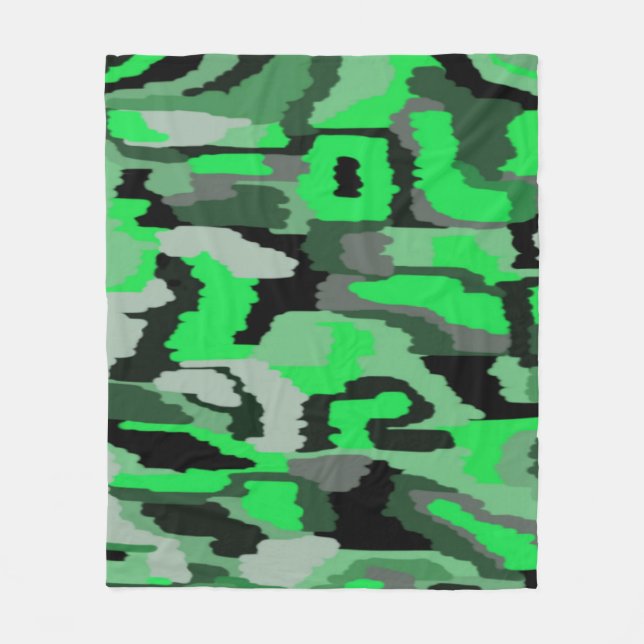 Grün und Schwarz Abstrakt Fleecedecke (Vorderseite)