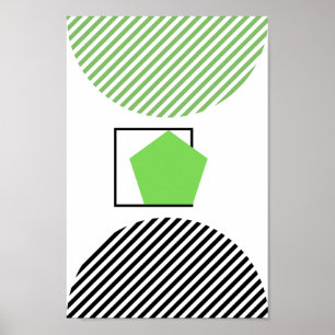 Grün und Schwarz auf weißem Hintergrund Abstrakt Poster