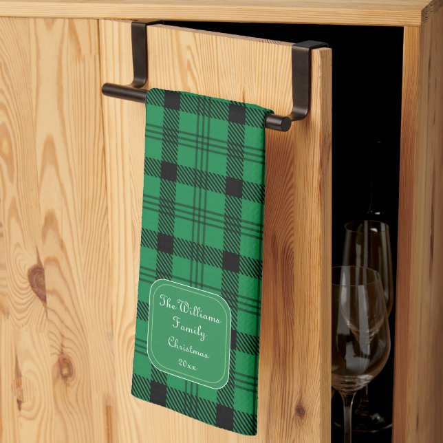 Grün und Schwarz - Gemütliche Plätzchen Geschirrtuch (Drittel gefaltet)