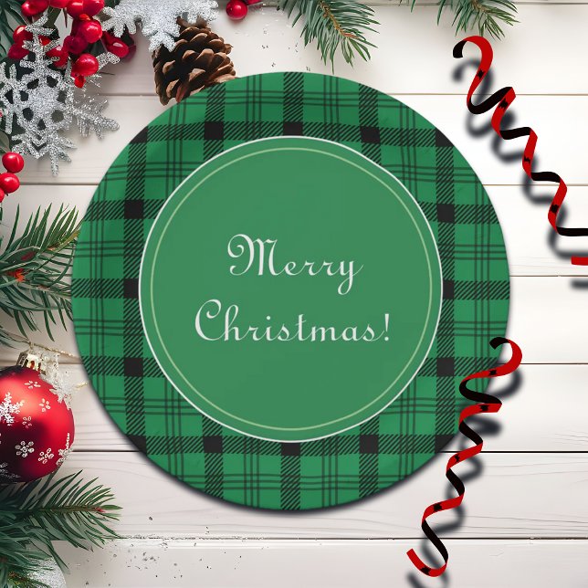 Grün und Schwarz Gemütliches Plaia Frohe Weihnacht Pappteller (Von Creator hochgeladen)