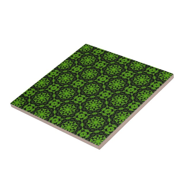 grün und schwarz Geometrisches Muster Fliese (Seite)
