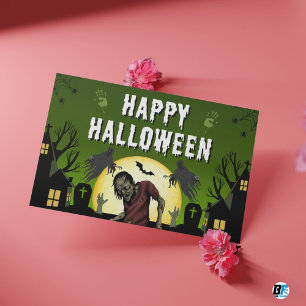 Grün und Schwarz glücklich Halloween Spooky Postkarte