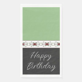 Grün und Schwarz mit Blumenzettel Serviette