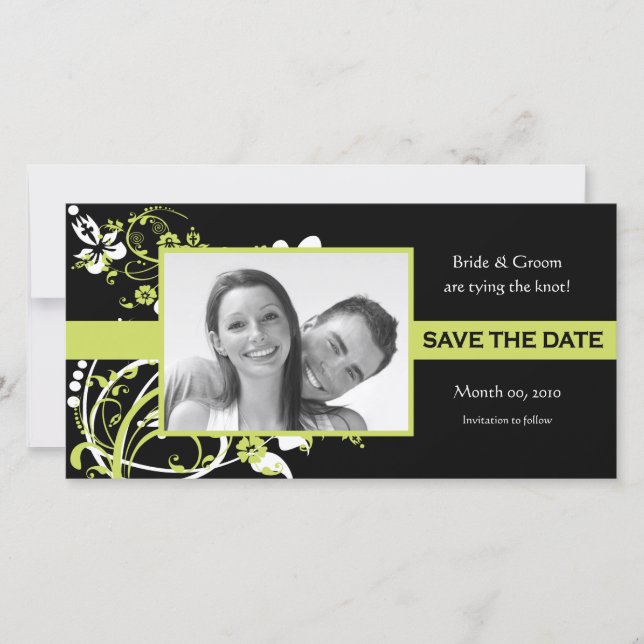 Grün- und Schwarz-Save the Date-Foto-Karten Save The Date (Vorderseite)