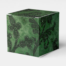 Grün und Schwarz Vintag Damask Geschenkschachtel