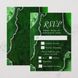 Grün und Silber Achat Essenswahl RSVP Karte