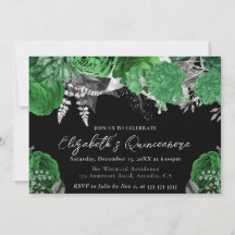 Grün und Silberne Rose Quinceanera