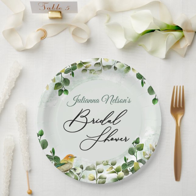 Grün und Vogelteller aus Papier Pappteller (Hochzeit)