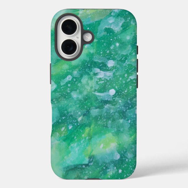 Grün und Weiß Abstrakt iPhone 16 Hülle (Rückseite)