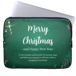 Grün und Weiß Einfache Weihnachtsfeier Neopren 13" Laptopschutzhülle