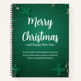 Grün und Weiß Einfaches Weihnachtsfest 8,5" x 11" Notizbuch