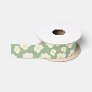 Grün und weiß floral  satinband