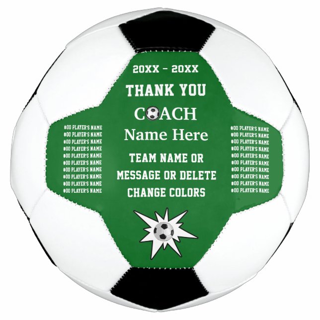 Grün und Weiß, Fußball-Trainer-Geschenke Danke, Fußball (Vorderseite)