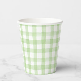 Grün und Weiß Gingham Pappbecher