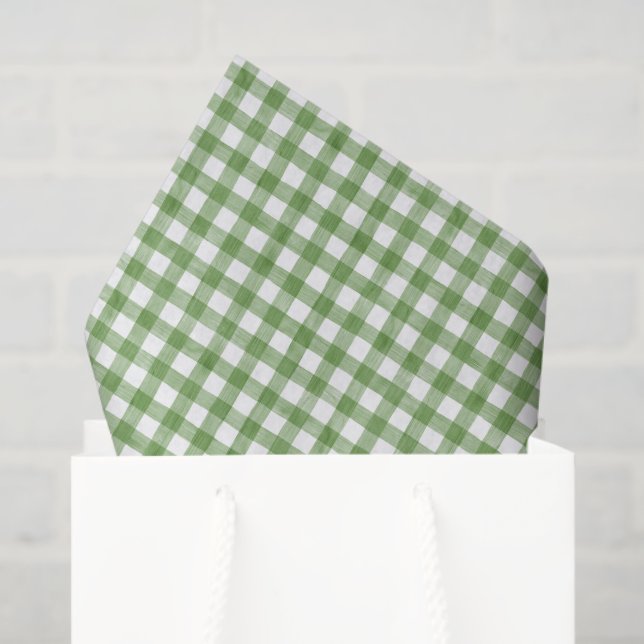 Grün und Weiß Gingham Seidenpapier (Geschenktüte)